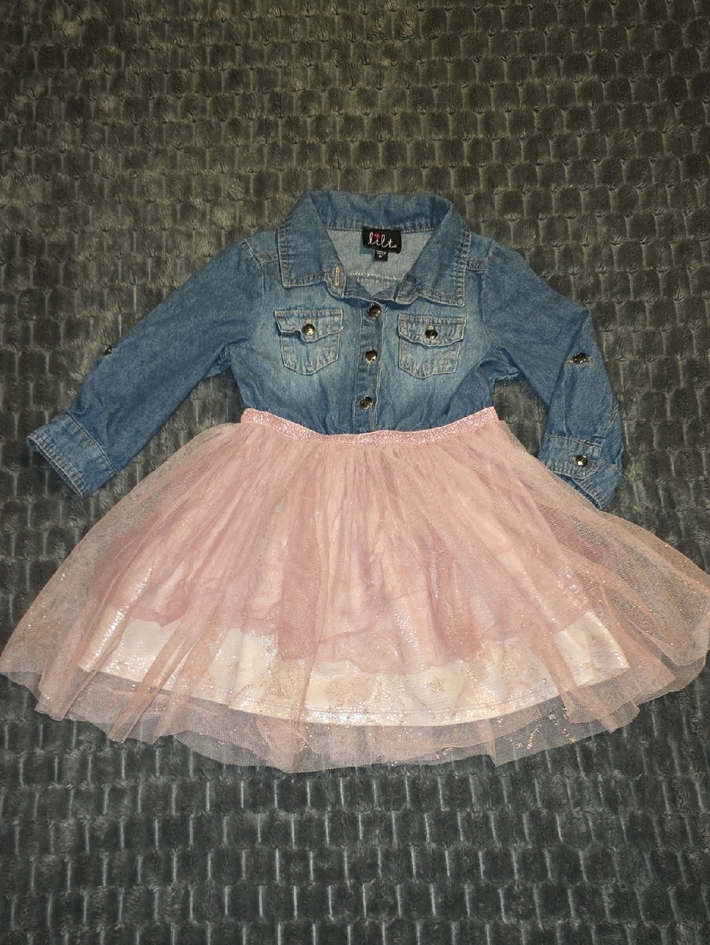 lilt Denim Jacket and Pink Tulle Skirt Set